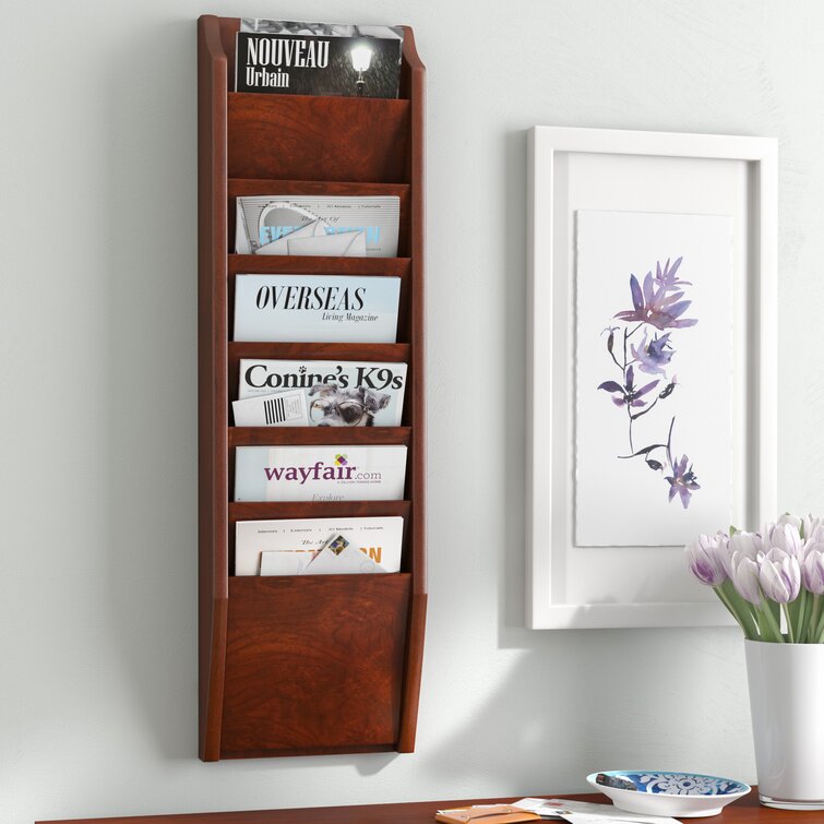 Wall mount best sale magazine rack wood